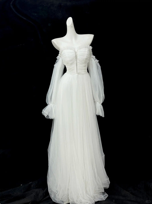Jolie robe de bal trapèze en tulle plissé, décolleté en cœur, robe de soirée, robe de gala D2752