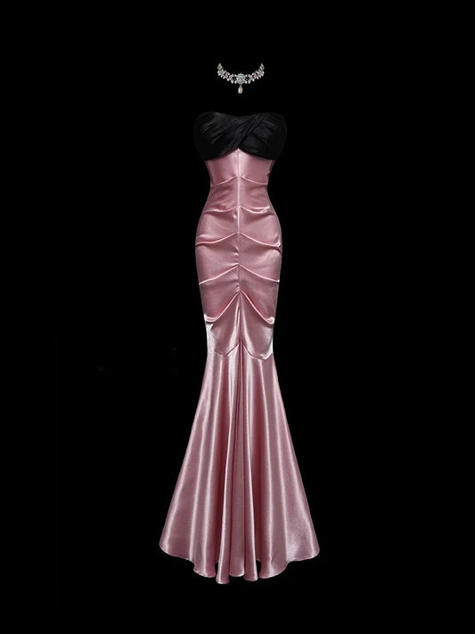 Superbe robe de bal sirène plissée en cœur, robe de soirée, robe de fête d'anniversaire, D2765