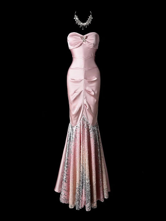 Robe de bal élégante, décolleté en cœur, style sirène plissée, robe de soirée, robe de gala, robe de soirée, D2773