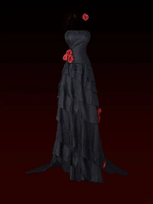 Charmante robe de bal trapèze sans bretelles, robe de soirée plissée, robe de gala D2774