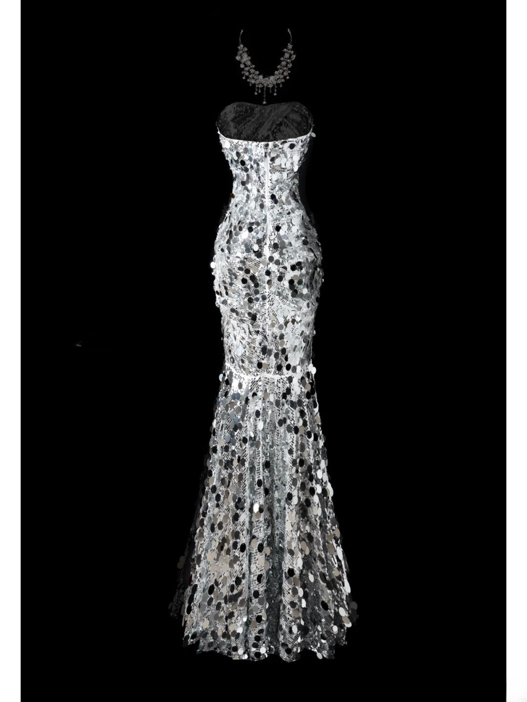 Shiny Prom Dress Strapless Sequins Mermaid Prom Gown Evening Dress Gala Dress D2775
