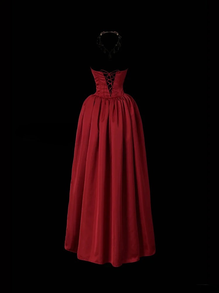 Stunning Prom Dress Strapless Rose Pleated Prom Gown Evening Dress Gala Dress D2777