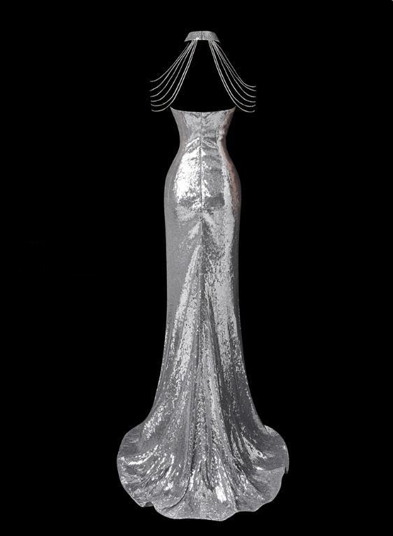 Shiny Prom Dress Halter Floor Length Gala Dress Evening Dress Prom Gown D2783