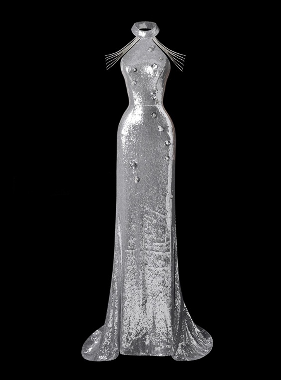 Shiny Prom Dress Halter Floor Length Gala Dress Evening Dress Prom Gown D2783