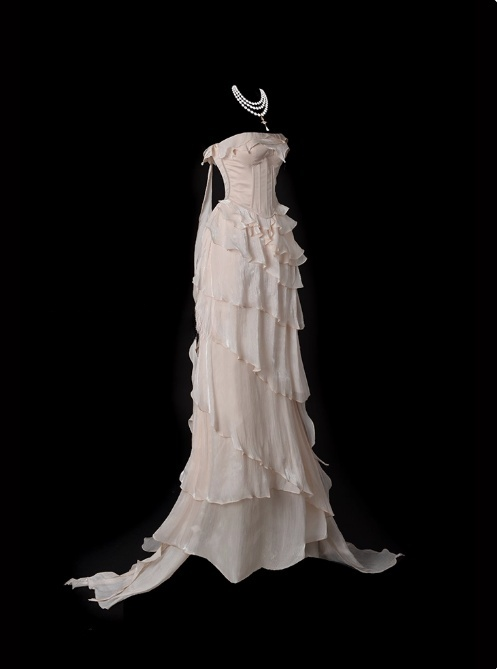 Jolie robe de bal bustier à volants et volants superposés, robe de soirée D2791