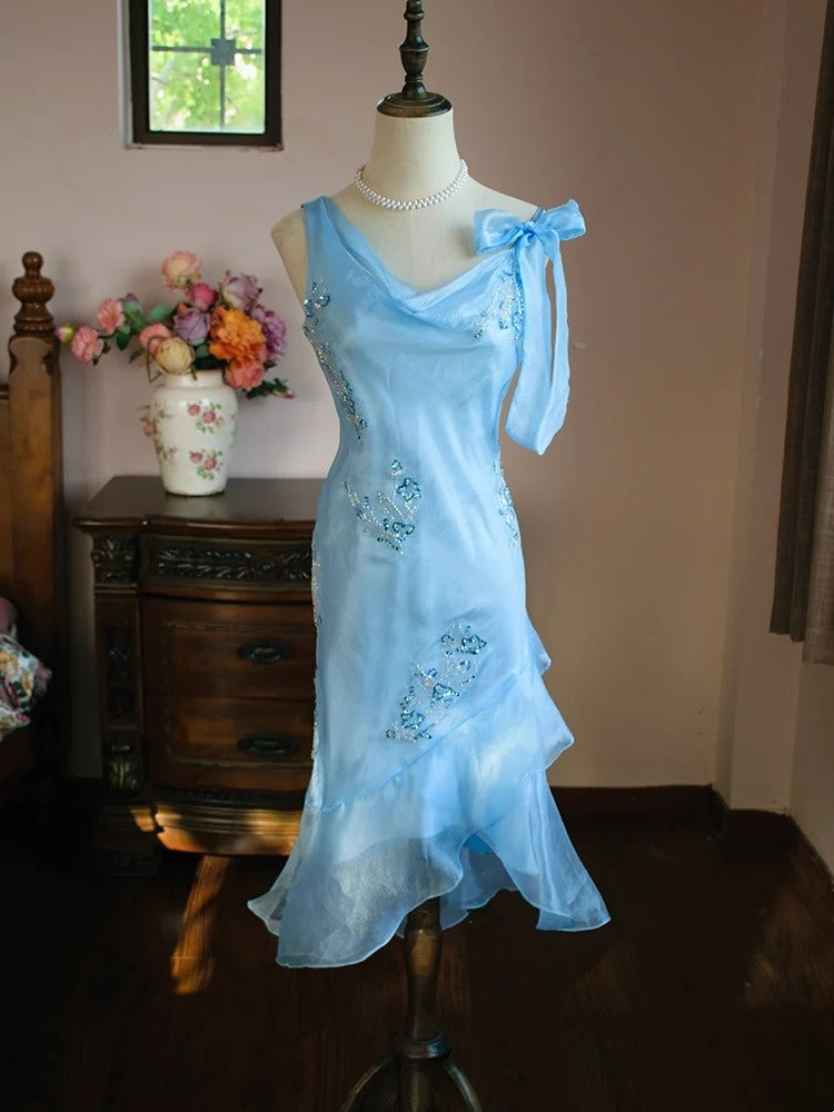 Sweet Prom Dress Asymmetrical Neck Beading Evening Dress Gala Dress Birthday Party Dress D2799