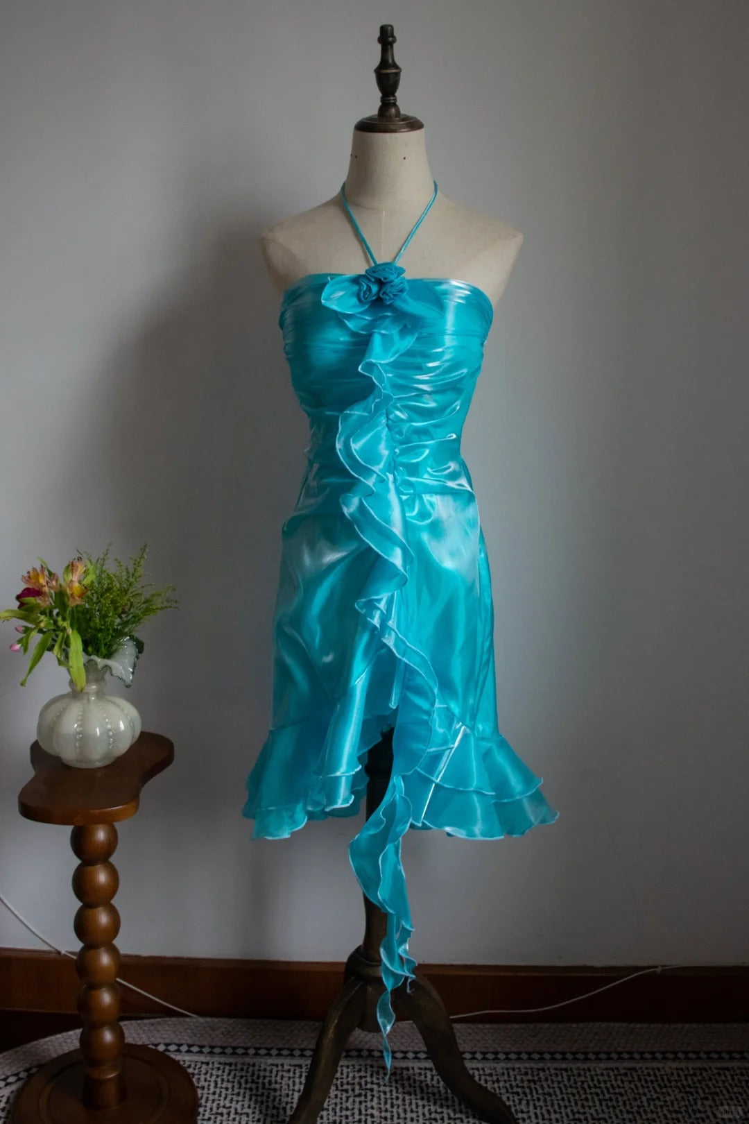 Stunning Prom Dress Halter Ruffle Evening Dress Gala Dress Birthday Party Dress D2801