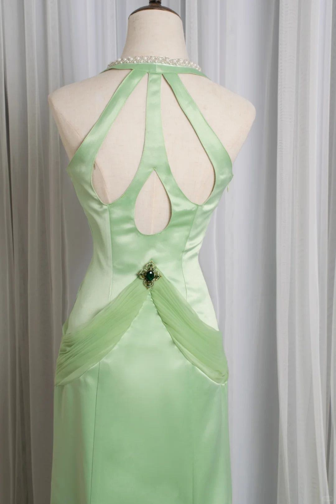 Elegant Prom Dress V-neck Pearl Mermaid Birthday Party Dress Evening Dress Gala Dress D2804