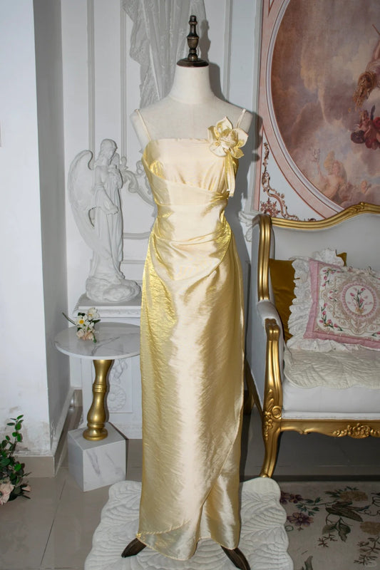 Robe de bal trapèze à bretelles spaghetti, robe de soirée d'anniversaire, robe de gala, D2805