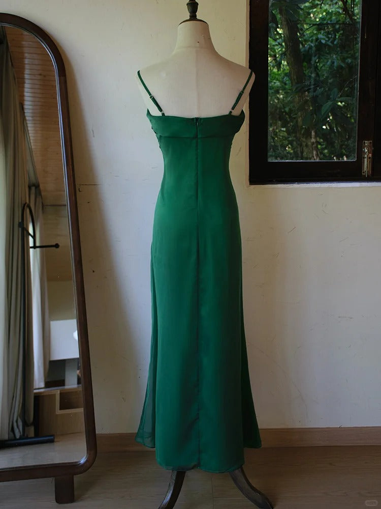 Elegant Prom Dress Spaghetti Straps Pleated Gala Dress Birthday Party Dress Evening Dress D2809