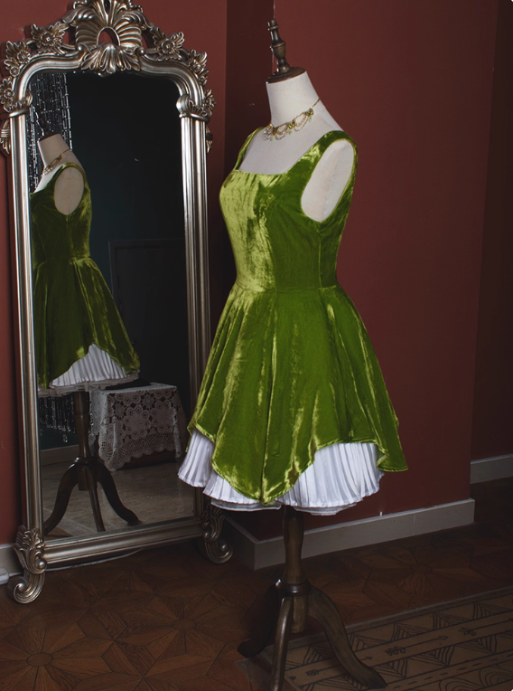 Cute Homecoming Dress Velvet A Line Square Neck Short Prom Dress Birthday Party Dress Cocktail Dress D2812
