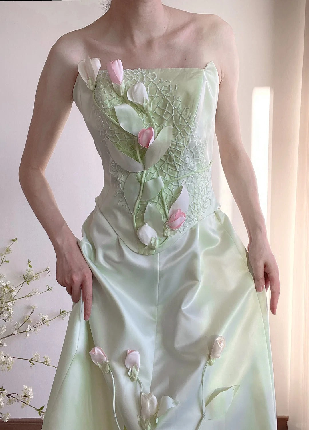 Elegant Prom Dress A Line Strapless Birthday Party Dress Evening Dress Gala Dress D2815