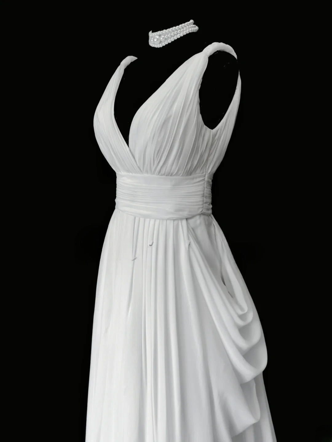 Elegant Prom Dress A Line V-neck Pleated Evening Dress Gala Dress D2825