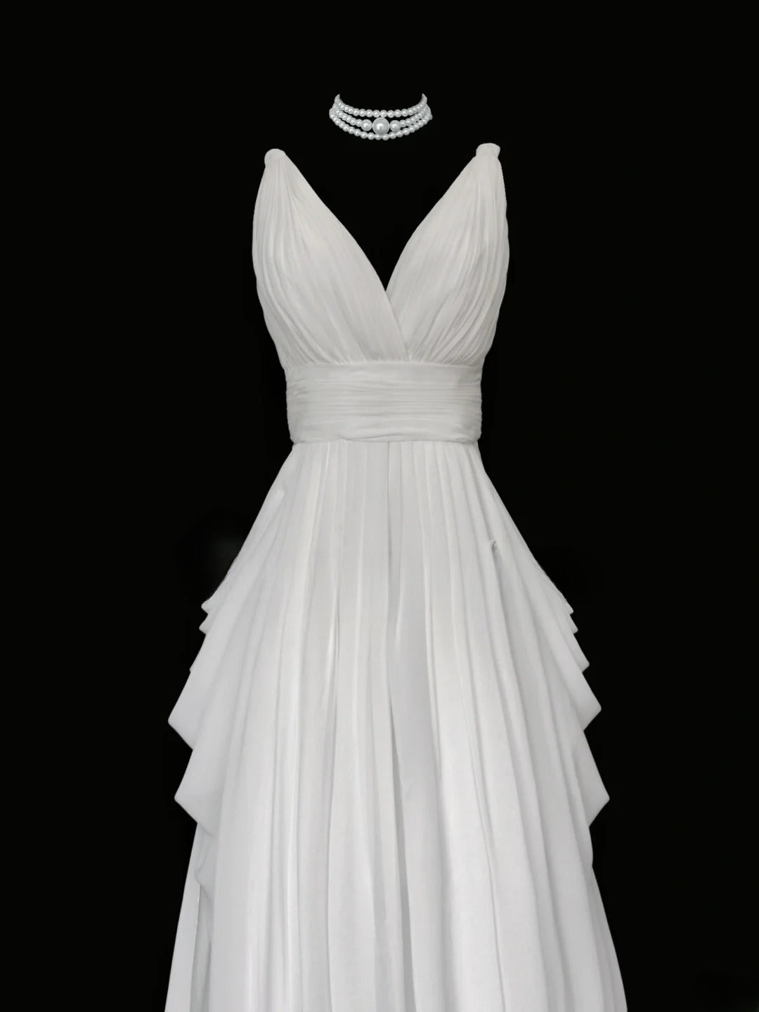 Elegant Prom Dress A Line V-neck Pleated Evening Dress Gala Dress D2825