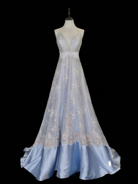 Charmante robe de bal trapèze, col en V, dos nu, robe de soirée, robe de gala D2828