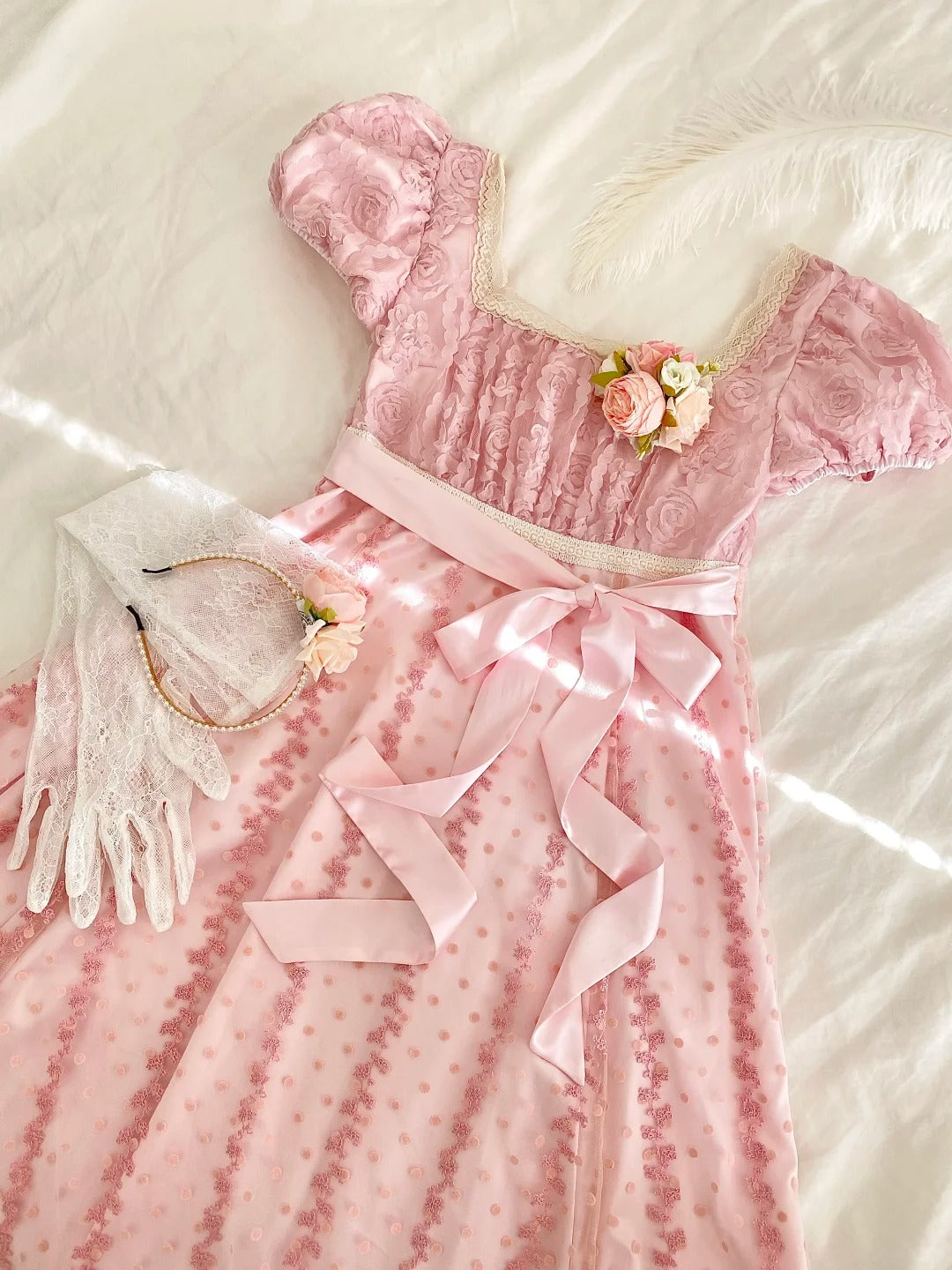 Sweet Prom Dress A Line Square Neck Floral Birthday Party Dress Evening Dress D2849