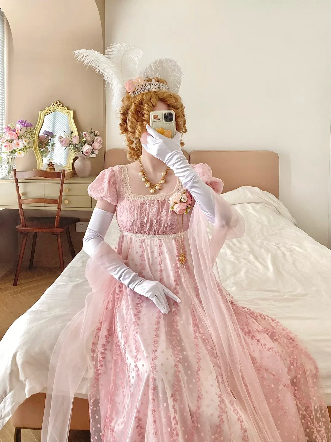 Sweet Prom Dress A Line Square Neck Floral Birthday Party Dress Evening Dress D2849