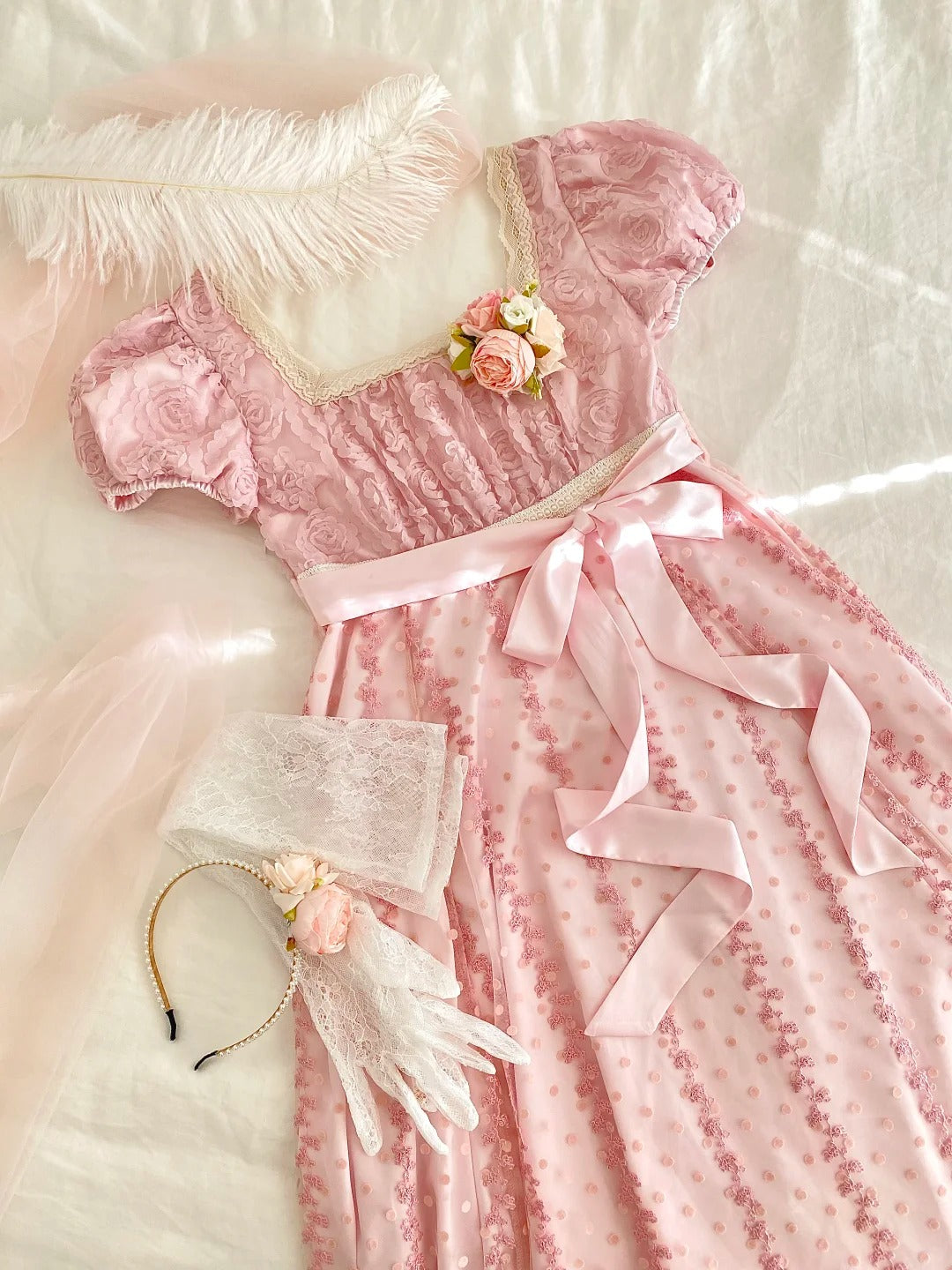 Sweet Prom Dress A Line Square Neck Floral Birthday Party Dress Evening Dress D2849