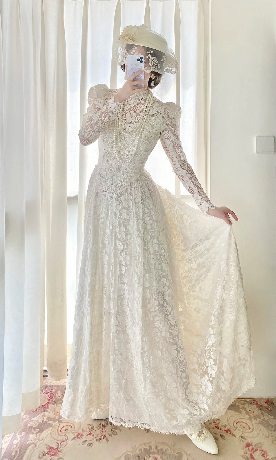 Elegant A Line High Collar Lace Wedding Dress  D2861