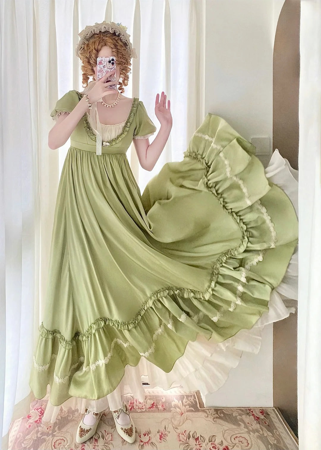 Cute Prom Dress A Line Crew Neck Pleated Ruffle Evening Dress Birthday Party Dress D2863