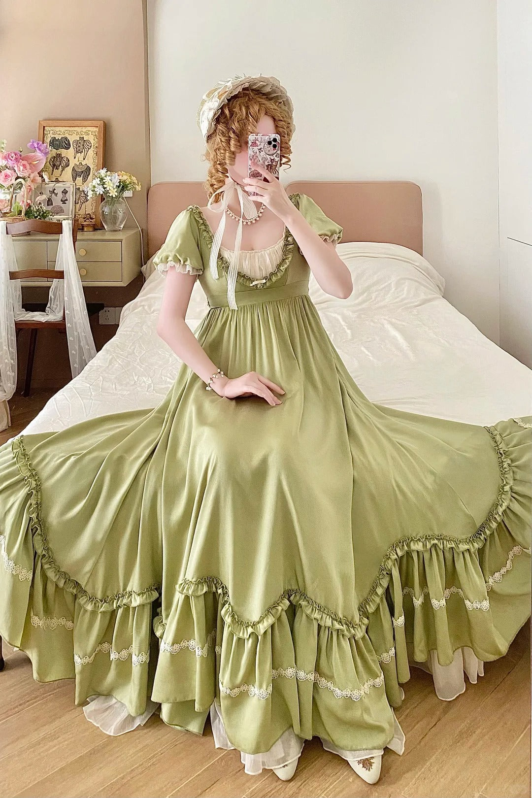 Cute Prom Dress A Line Crew Neck Pleated Ruffle Evening Dress Birthday Party Dress D2863