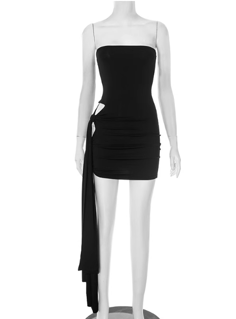 Sexy Summer Dress Black Strapless Women Dress Vacation Dress Party Dress Short Skirt D2872