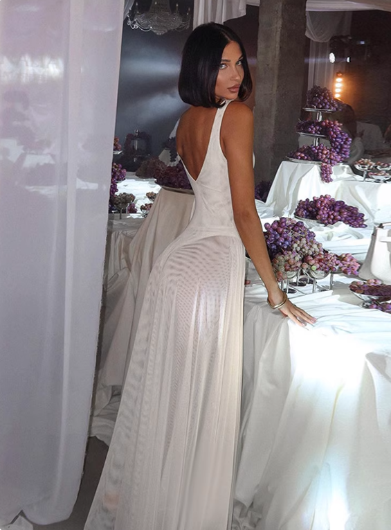 Charming Summer Dress V-neck Pleated Women Dress Vacation Outfits Casual Dress D2877