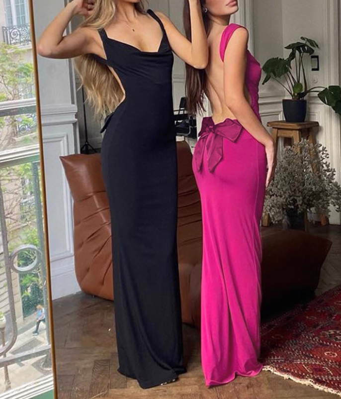 Minimalist Summer Dress Spaghetti Straps Backless Women Dress Vacation Outfits Party Dress D2882