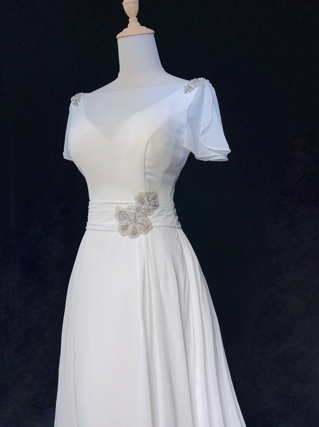 Elegant Prom Dress A Line Crew Neck Pleated Gala Dress Evening Dress D2899