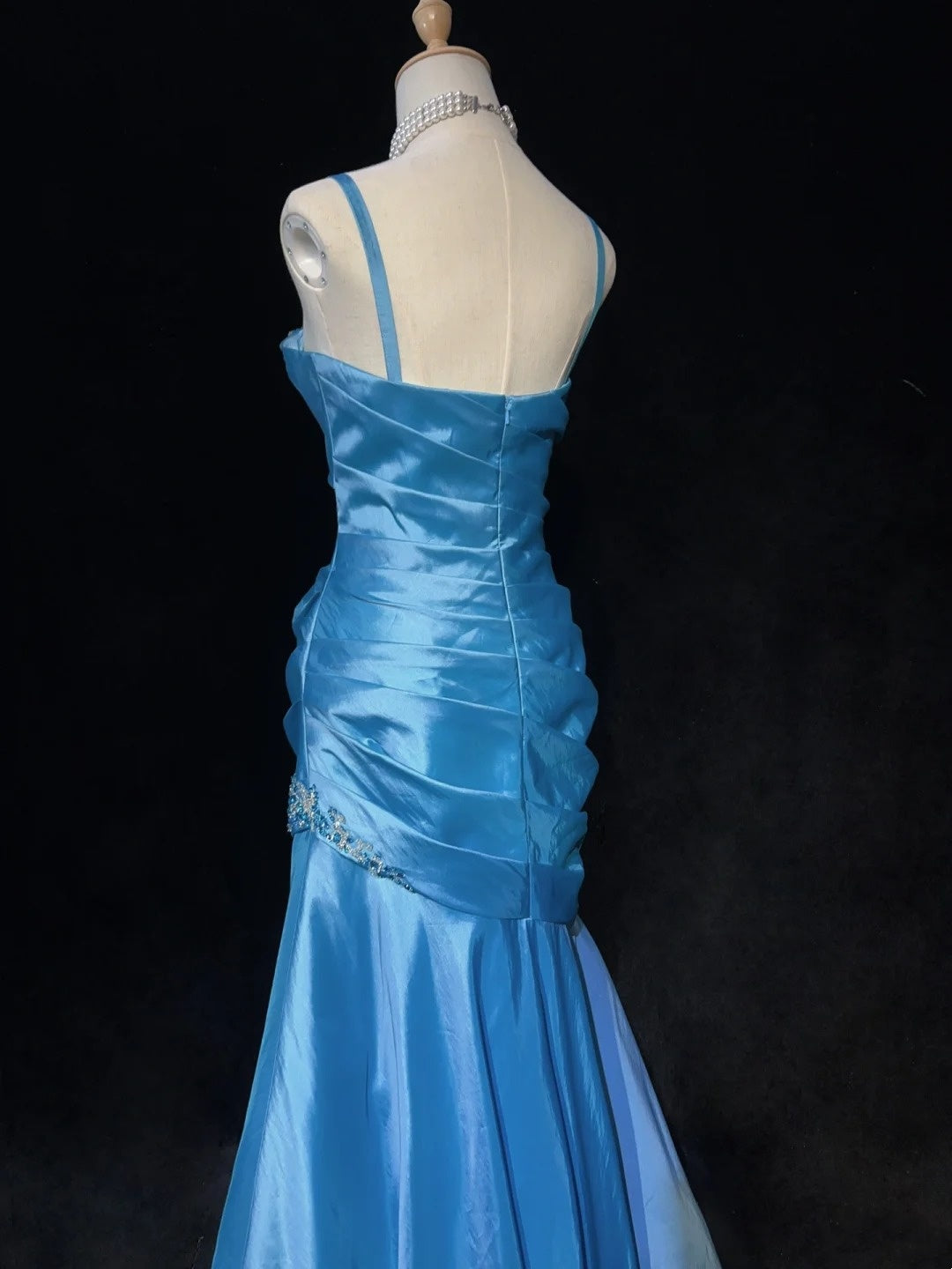Charming Prom Dress Blue Spaghetti Straps Pleated Mermaid Evening Dress Gala Dress Party Dress D2906