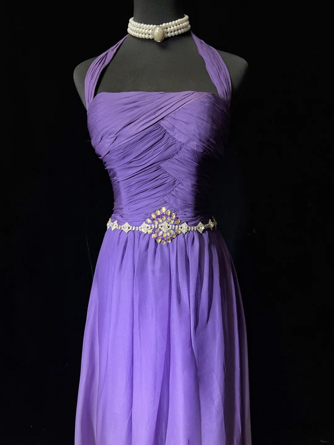 Elegant Prom Dress Halter Gradient Pleated Evening Dress Gala Dress Party Dress D2910
