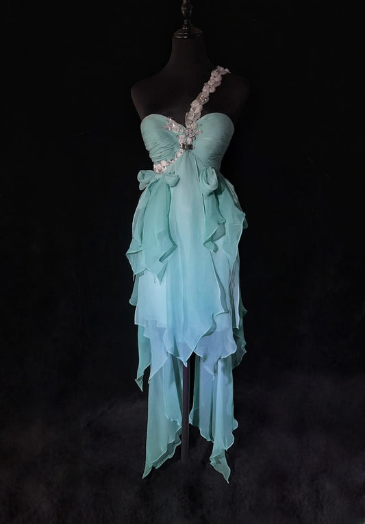 Robe de bal courte et élégante, asymétrique, plissée, robe de cocktail, D2911