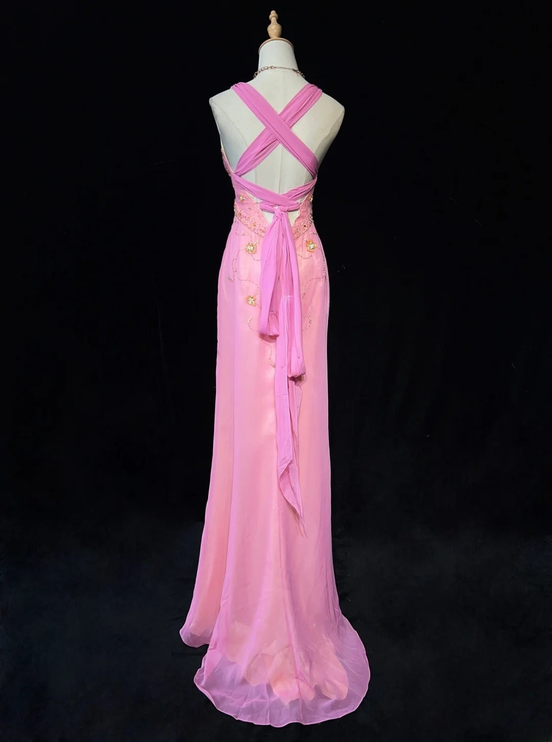 Sweet Prom Dress V-neck Pleated Ruffle Evening Dress Gala Dress D2913