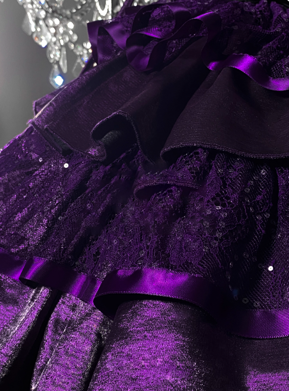 Stunning Homecoming Dress Dark Purple Spaghetti Straps Flower Tiered Short Prom Dress Birthday Party Dress D2923