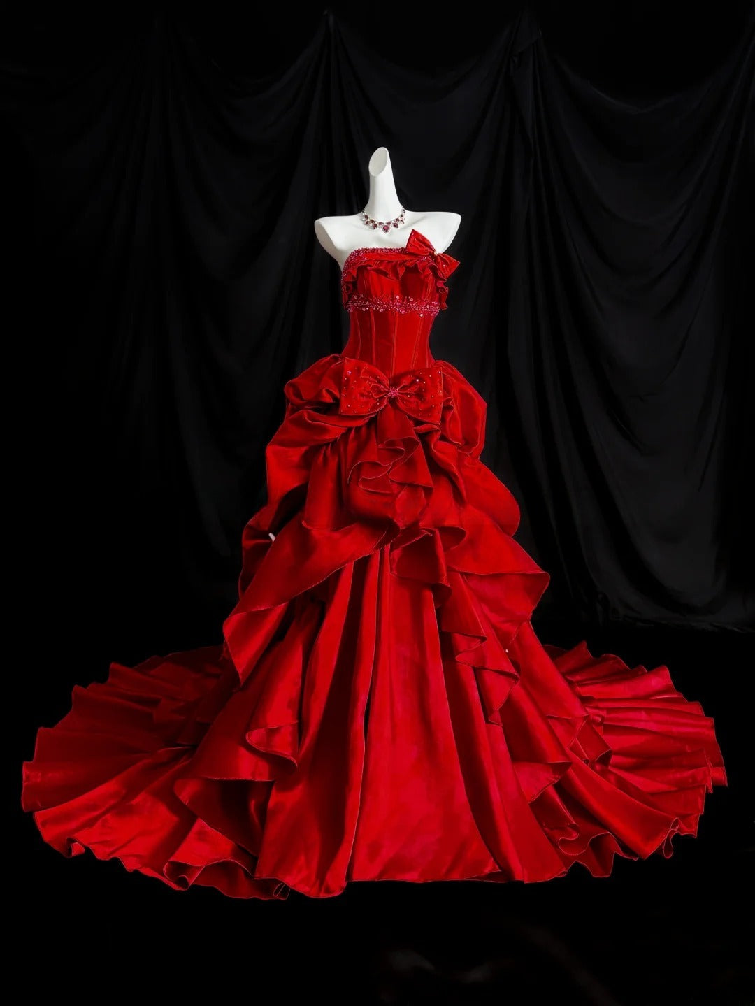 Charming Prom Dress Strapless Ruffle Prom Gown Gala Dress Evening Dress D2841