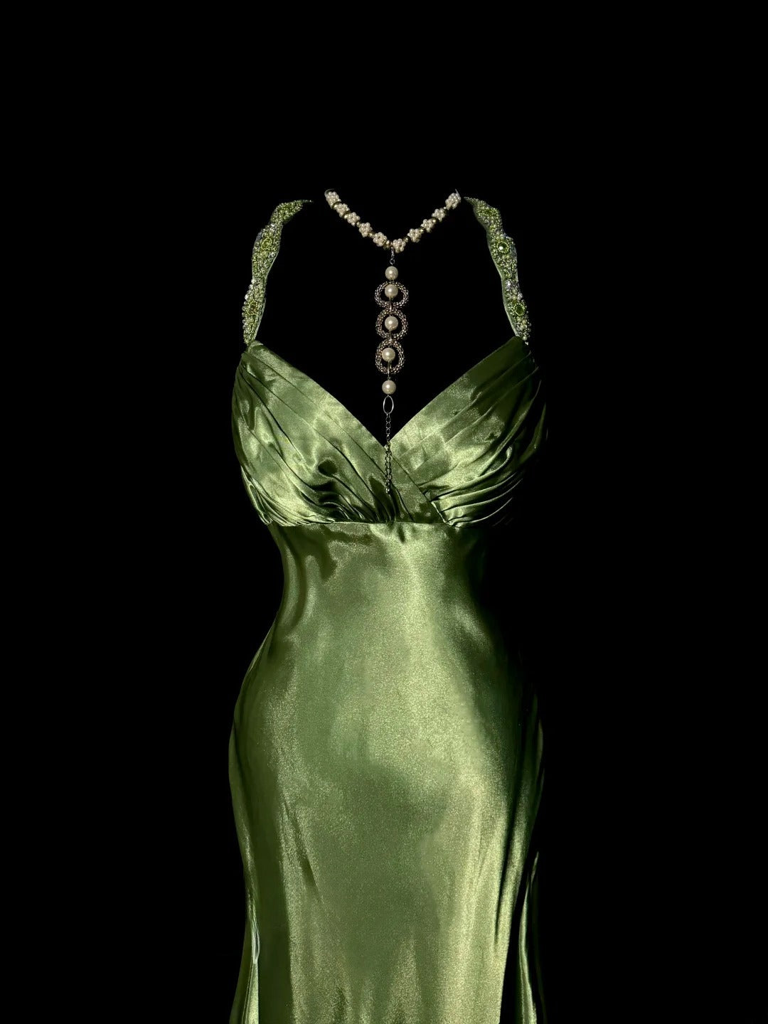 Gorgeous Prom Dress Green Spaghetti Straps Backless Pleated Evening Dress Gala Dress Party Dress D2945