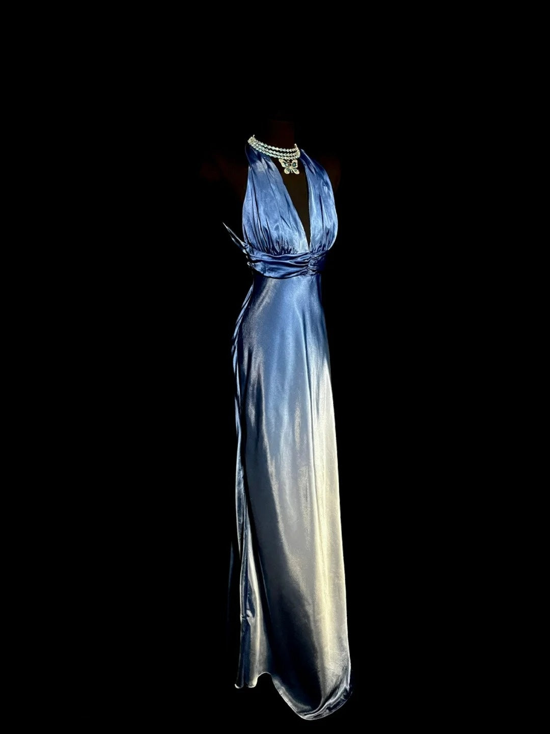 Elegant Prom Dress Gradient V-neck Pleated Gala Dress Evening Dress Party Dress D2952