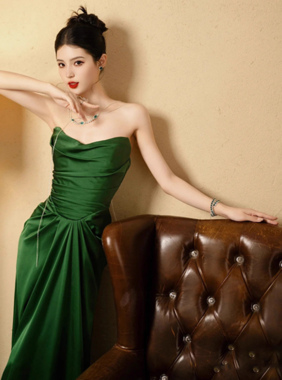 Charming Prom Dress Strapless Pleated Evening Dress Gala Dress Party Dress D2970