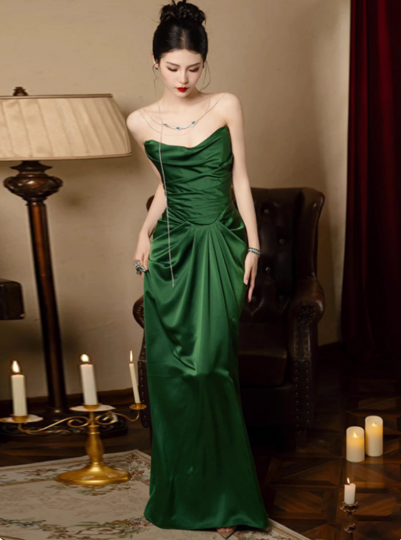 Charming Prom Dress Strapless Pleated Evening Dress Gala Dress Party Dress D2970