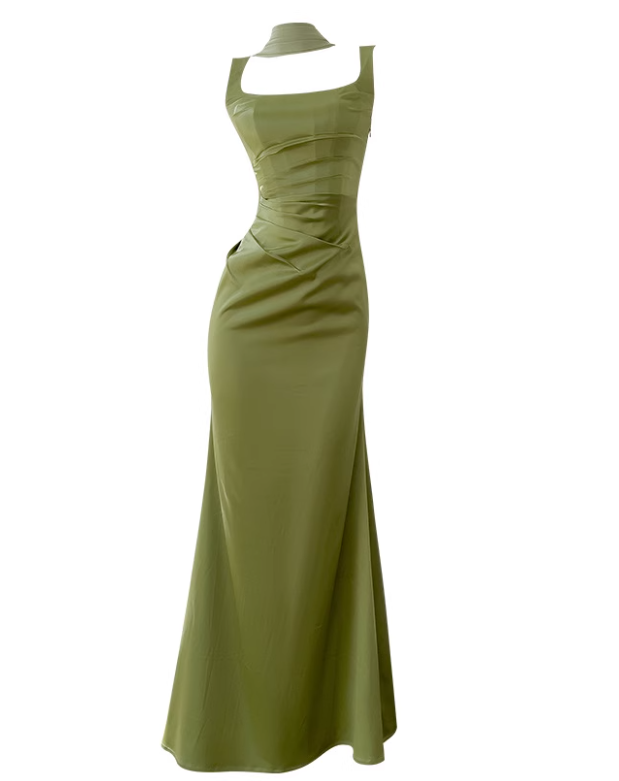 Beauty Prom Dress Square Neck Pleated Evening Dress Gala Dress Party Dress D2974