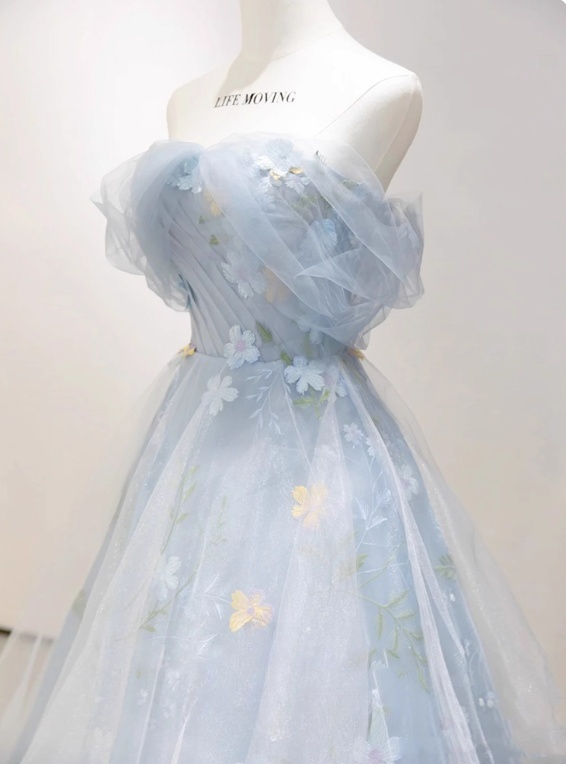 Beauty Prom Dress Off Shoulder Floral Tulle Gala Dress Evening Dress Party Dress D2980