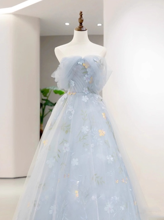 Beauty Prom Dress Off Shoulder Floral Tulle Gala Dress Evening Dress Party Dress D2980