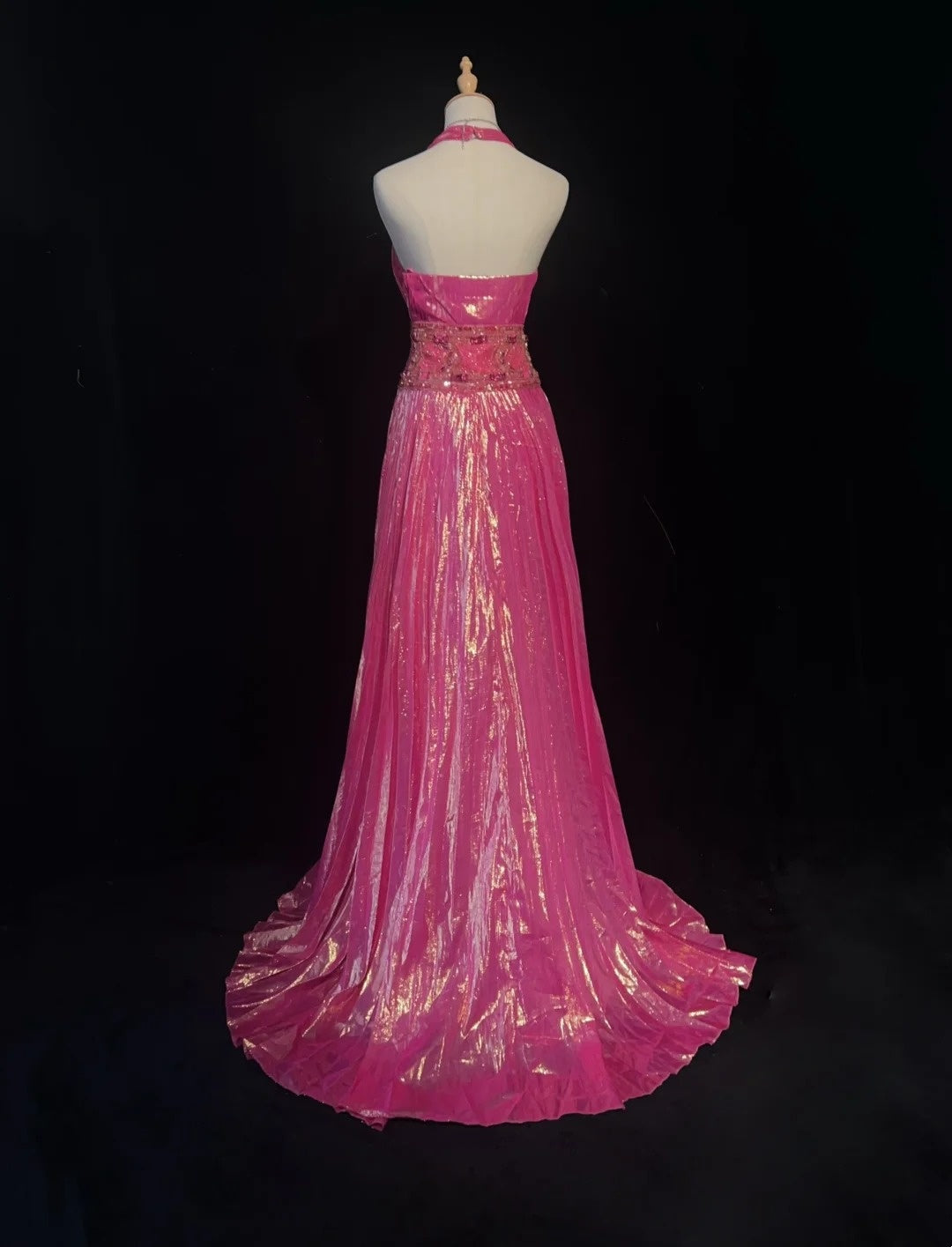 Shiny Prom Dress V-neck Pleated Crystal Long Evening Dresses Gala Dress Party Dresss D2989