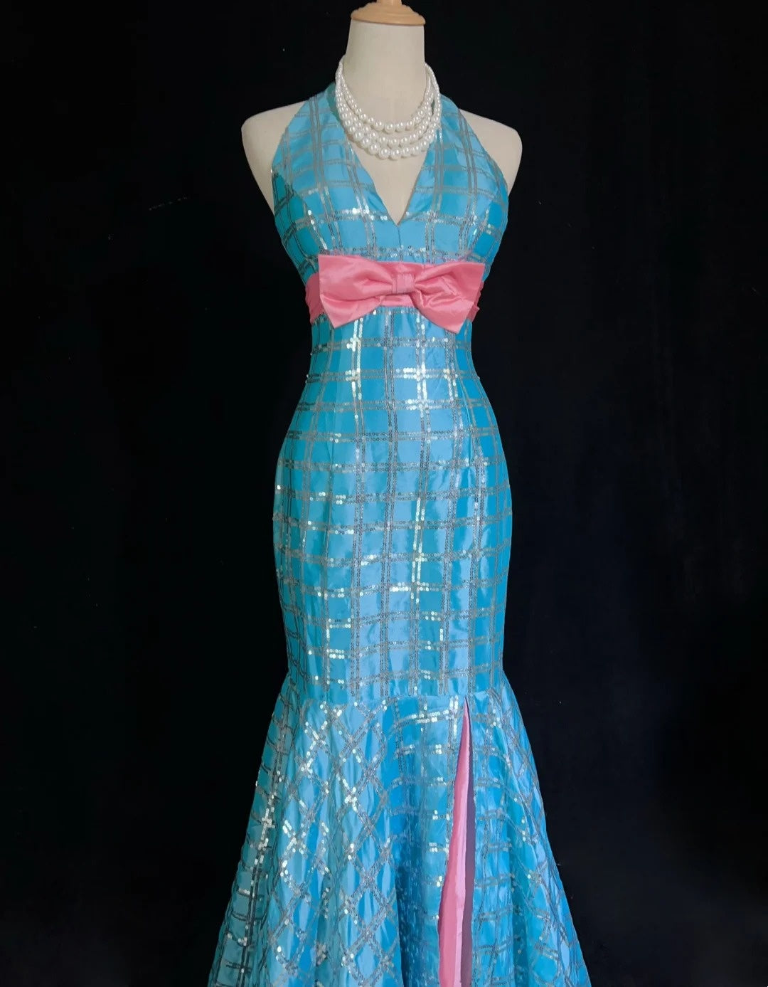 Shiny Prom Dress Blue Halter Sequin Mermaid Gala Dress Evening Dresses Party Dress D2993