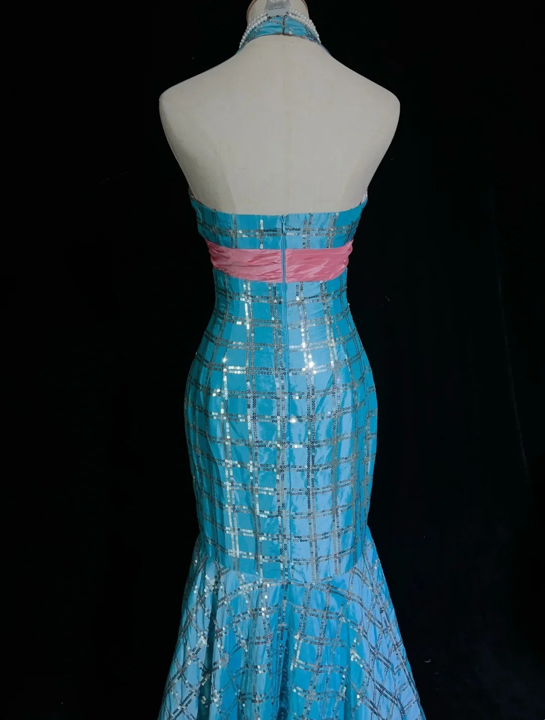 Shiny Prom Dress Blue Halter Sequin Mermaid Gala Dress Evening Dresses Party Dress D2993