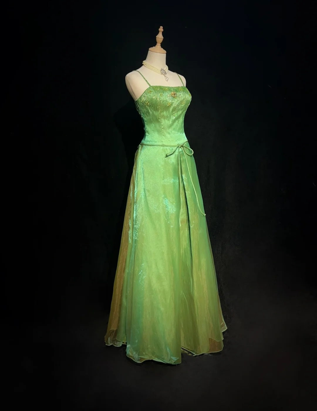 Gorgeous Prom Dress A Line Green Spaghetti Straps Gala Dress Evening Dresses D2995