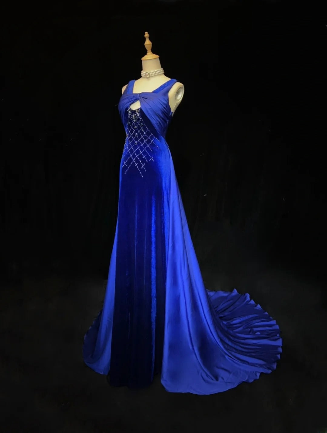 Gorgeous Prom Dress A Line Blue Straps Gala Dress Evening Dresses D2996