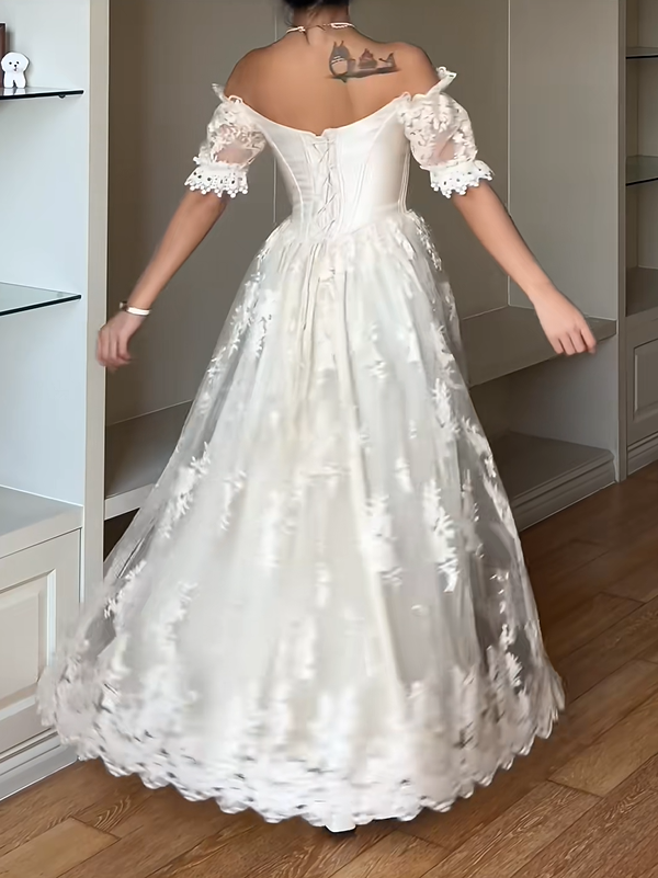 Elegant Prom Dress A Line Off Shoulder Lace Evening Dress Gala Dress D3000