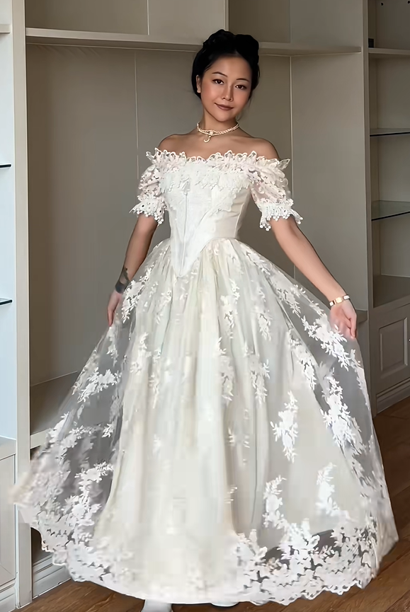 Elegant Prom Dress A Line Off Shoulder Lace Evening Dress Gala Dress D3000
