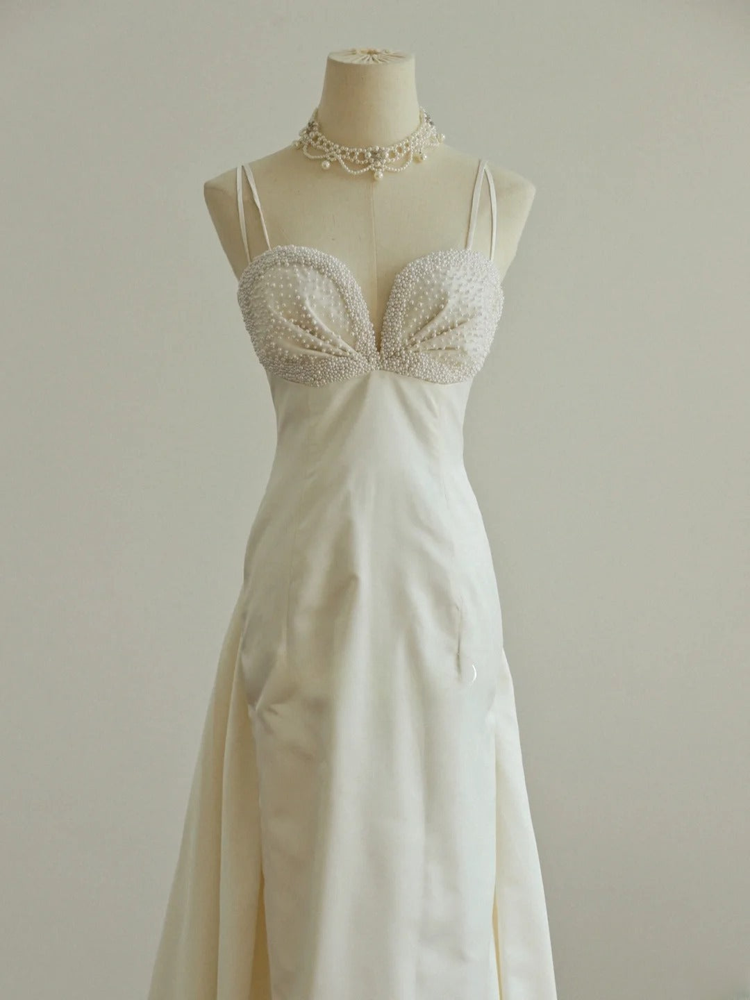 Elegant Prom Dress Spaghetti Straps Pearl Evening Dress Gala Dress D3002